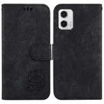 For Motorola Moto G73 Little Tiger Embossed Leather Phone Case(Black)