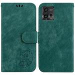 For Motorola Moto G72 Little Tiger Embossed Leather Phone Case(Green)