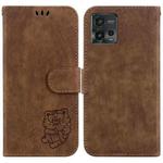 For Motorola Moto G72 Little Tiger Embossed Leather Phone Case(Brown)