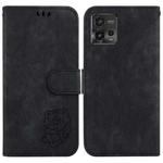 For Motorola Moto G72 Little Tiger Embossed Leather Phone Case(Black)