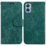 For Motorola Moto E22 / E22i Little Tiger Embossed Leather Phone Case(Green)