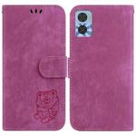 For Motorola Moto E22 / E22i Little Tiger Embossed Leather Phone Case(Rose Red)