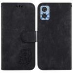 For Motorola Moto E22 / E22i Little Tiger Embossed Leather Phone Case(Black)