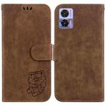 For Motorola Edge 30 Neo / 30 Lite Little Tiger Embossed Leather Phone Case(Brown)