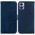 For Motorola Edge 30 Neo / 30 Lite Little Tiger Embossed Leather Phone Case(Dark Blue)