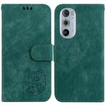 For Motorola Edge 30 Pro / Edge+ 2022 Little Tiger Embossed Leather Phone Case(Green)