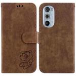 For Motorola Edge 30 Pro / Edge+ 2022 Little Tiger Embossed Leather Phone Case(Brown)