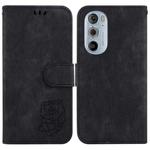 For Motorola Edge 30 Pro / Edge+ 2022 Little Tiger Embossed Leather Phone Case(Black)