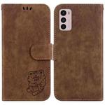 For Motorola Moto G42 Little Tiger Embossed Leather Phone Case(Brown)