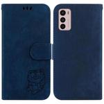 For Motorola Moto G42 Little Tiger Embossed Leather Phone Case(Dark Blue)