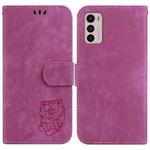 For Motorola Moto G42 Little Tiger Embossed Leather Phone Case(Rose Red)