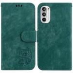 For Motorola Moto G62 5G Little Tiger Embossed Leather Phone Case(Green)