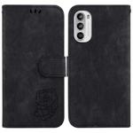 For Motorola Moto G52J JP Little Tiger Embossed Leather Phone Case(Black)