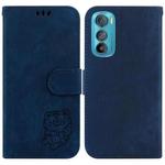 For Motorola Edge 30 Little Tiger Embossed Leather Phone Case(Dark Blue)