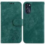 For Motorola Moto G 2022 Little Tiger Embossed Leather Phone Case(Green)