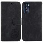 For Motorola Moto G 2022 Little Tiger Embossed Leather Phone Case(Black)