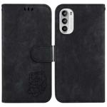 For Motorola Moto G52 Little Tiger Embossed Leather Phone Case(Black)