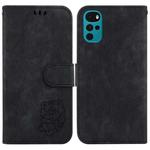 For Motorola Moto G22 Little Tiger Embossed Leather Phone Case(Black)