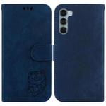 For Motorola Moto G200 5G / Edge S30 Little Tiger Embossed Leather Phone Case(Dark Blue)