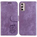 For Motorola Moto G Stylus 4G 2022 Little Tiger Embossed Leather Phone Case(Purple)