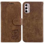 For Motorola Moto G Stylus 4G 2022 Little Tiger Embossed Leather Phone Case(Brown)