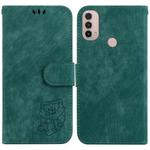 For Motorola Moto E20 / E30 / E40 Little Tiger Embossed Leather Phone Case(Green)