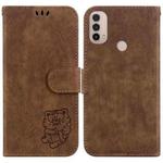 For Motorola Moto E20 / E30 / E40 Little Tiger Embossed Leather Phone Case(Brown)