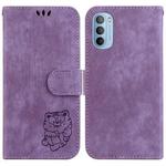 For Motorola Moto G31  / G41 Little Tiger Embossed Leather Phone Case(Purple)
