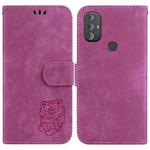 For Motorola Moto G Power 2022 Little Tiger Embossed Leather Phone Case(Rose Red)