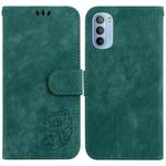 For Motorola Moto G51 Little Tiger Embossed Leather Phone Case(Green)