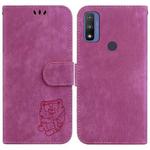 For Motorola G Pure Little Tiger Embossed Leather Phone Case(Rose Red)