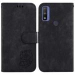 For Motorola G Pure Little Tiger Embossed Leather Phone Case(Black)