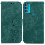 For Motorola Moto G71 5G Little Tiger Embossed Leather Phone Case(Green)