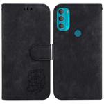 For Motorola Moto G71 5G Little Tiger Embossed Leather Phone Case(Black)