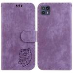 For Motorola Moto G50 5G Little Tiger Embossed Leather Phone Case(Purple)