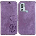 For Motorola Moto G60S Little Tiger Embossed Leather Phone Case(Purple)