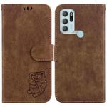 For Motorola Moto G60S Little Tiger Embossed Leather Phone Case(Brown)