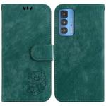 For Motorola Edge 20 Pro Little Tiger Embossed Leather Phone Case(Green)