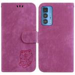 For Motorola Edge 20 Pro Little Tiger Embossed Leather Phone Case(Rose Red)