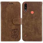 For Motorola Moto E7 Power / E7i Power Little Tiger Embossed Leather Phone Case(Brown)