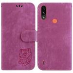 For Motorola Moto E7 Power / E7i Power Little Tiger Embossed Leather Phone Case(Rose Red)