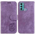 For Motorola Moto G60 / G40 Fusion Little Tiger Embossed Leather Phone Case(Purple)