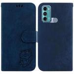 For Motorola Moto G60 / G40 Fusion Little Tiger Embossed Leather Phone Case(Dark Blue)