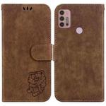 For Motorola Moto G30/G10/G20 Little Tiger Embossed Leather Phone Case(Brown)