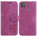 For Motorola Moto G9 Power Little Tiger Embossed Leather Phone Case(Rose Red)