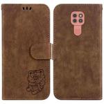 For Motorola Moto G9 Play / E7 Plus Little Tiger Embossed Leather Phone Case(Brown)