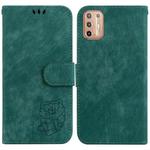 For Motorola Moto G9 Plus Little Tiger Embossed Leather Phone Case(Green)