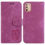 For Motorola Moto G9 Plus Little Tiger Embossed Leather Phone Case(Rose Red)