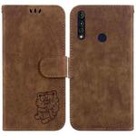 For Motorola Moto G8 Power Lite Little Tiger Embossed Leather Phone Case(Brown)