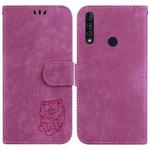 For Motorola Moto G8 Power Lite Little Tiger Embossed Leather Phone Case(Rose Red)